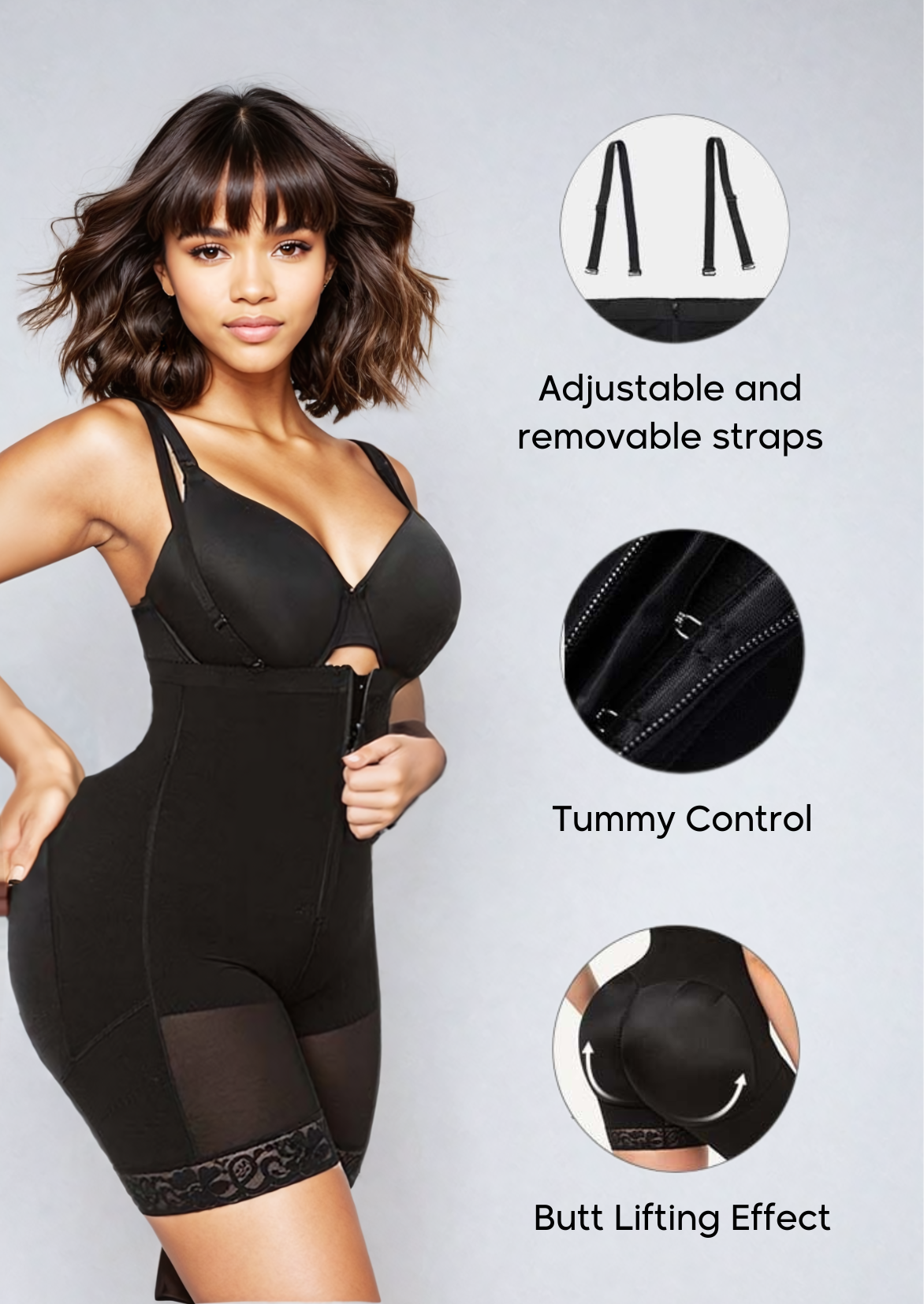AirSculpt® Firm Tummy Compression Bodysuit Shaper With Butt Lifter